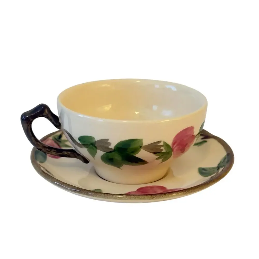 Franciscan Earthenware Desert Rose Set of 2 Tea Cups & Saucers USA